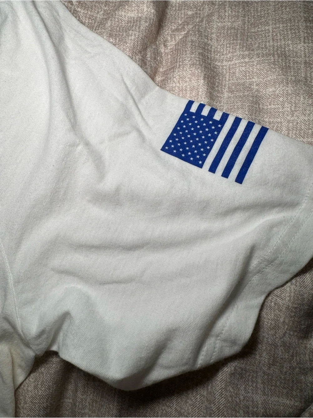 Under Armour White Short Sleeve Freedom Performance Tee with Blue Logo